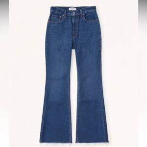 Abercrombie and fitch high rise vintage flare jeans dark wash raw hem